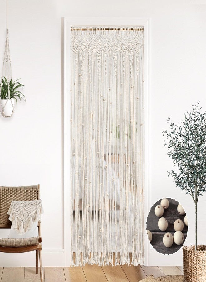 Lino Rosa Boho Beaded Curtain for Door Doorway,Bohemian Macrame Closet Curtain for Open Closet,Hanging Beads for Wall Room Divider - Image 1